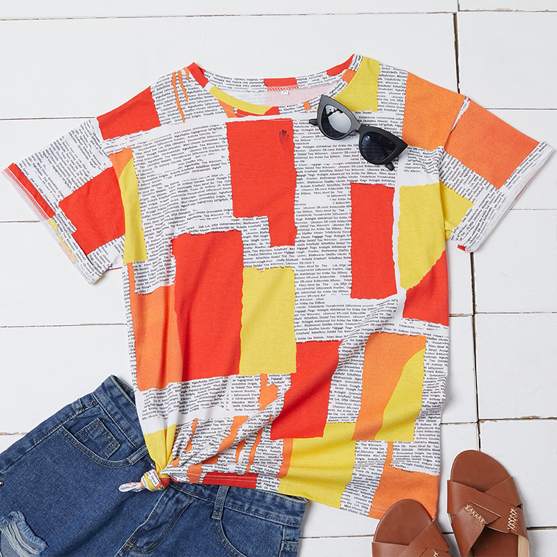 

Lovely Casual Print Multicolor T-shirt, Multi