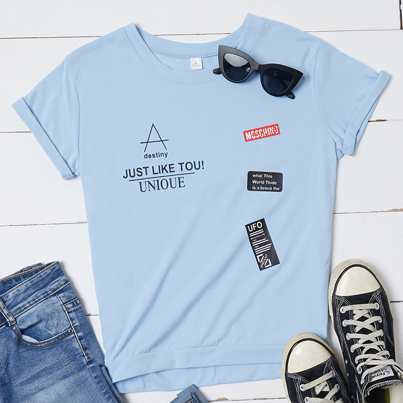 

Lovely Casual Letter Skyblue T-shirt