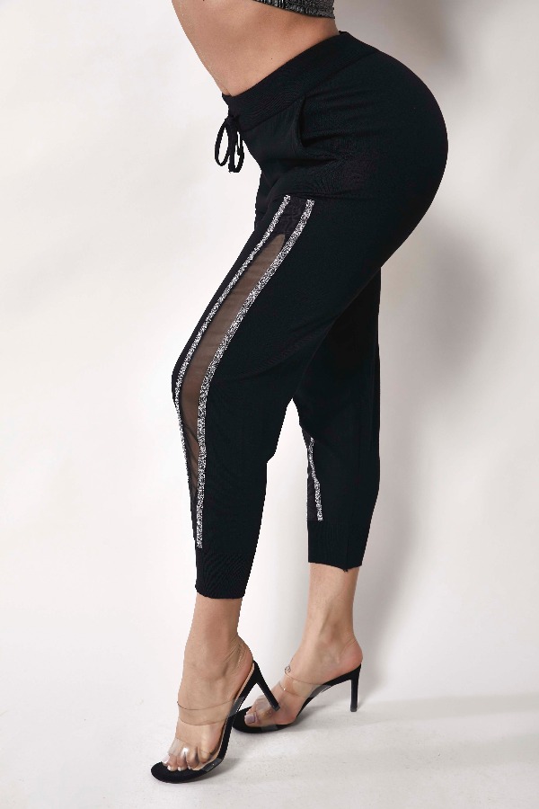 

Lovely Casual Patchwork Black Pants