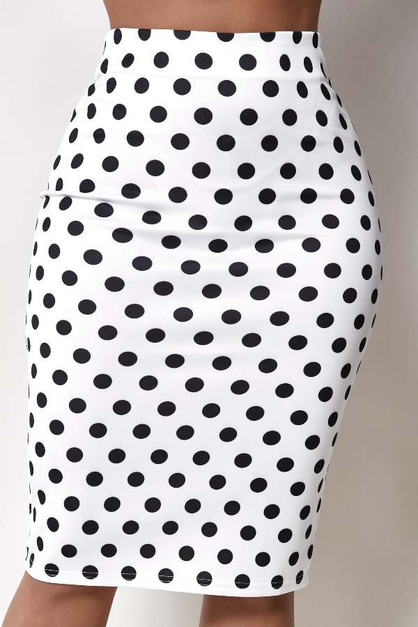 

Lovely Trendy Dot Print White Skirt