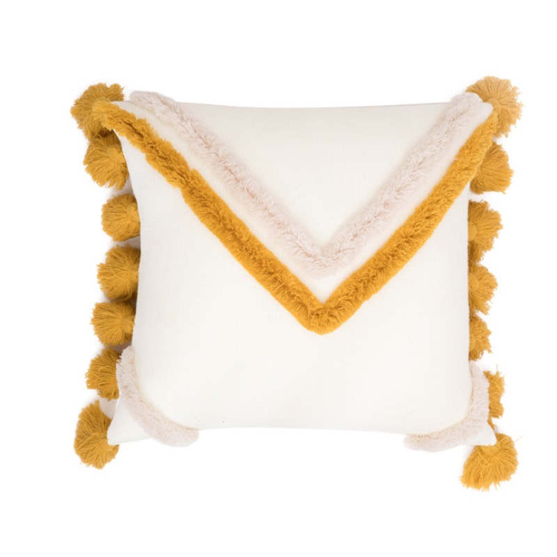 

Lovely Trendy Tassel Design Yellow Decorative Pillow Case