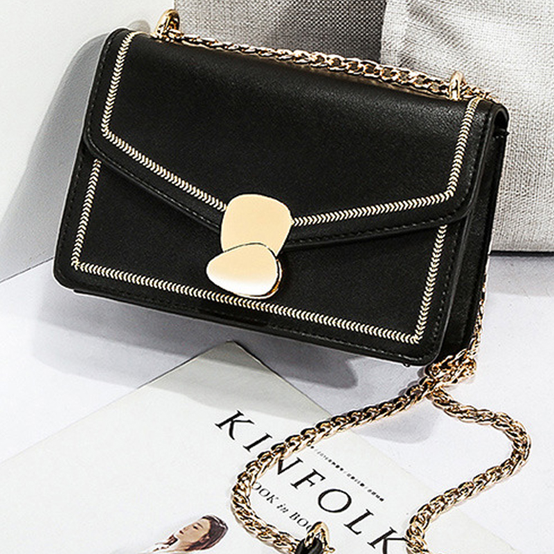 

Lovely Stylish Chain Strap Black Crossbody Bag