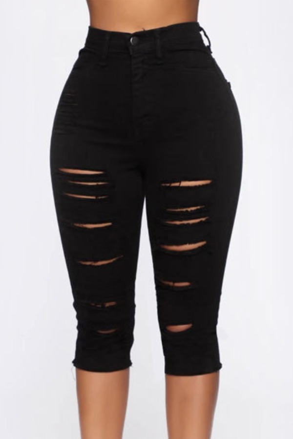 

Lovely Leisure Hollow-out Black Pants