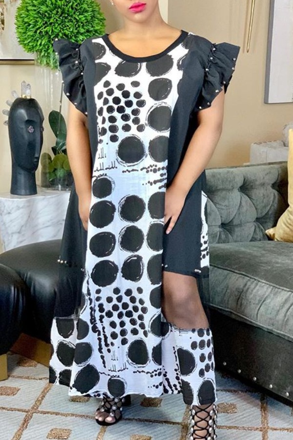 

Lovely Casual Print Black Ankle Length Dress