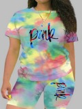 LW Plus Size Tie-dye Pink Shorts Set