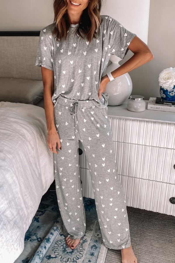 

Lovely Sweet Dot Print Grey Loungewear