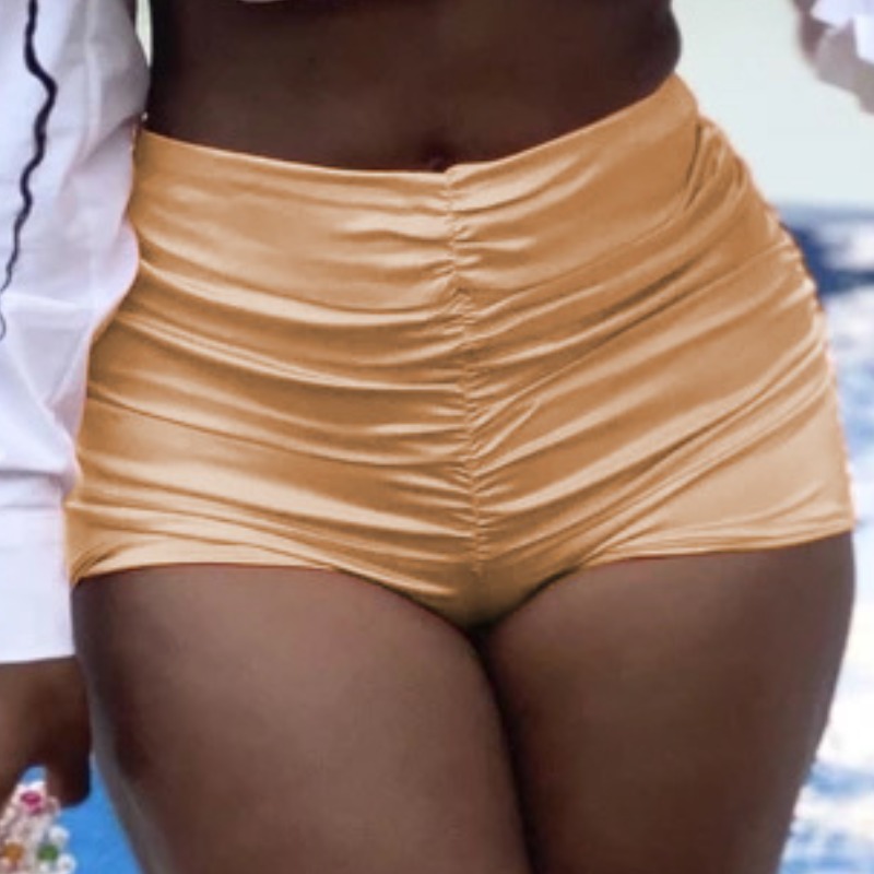 

Lovely Trendy Fold Design Apricot Shorts
