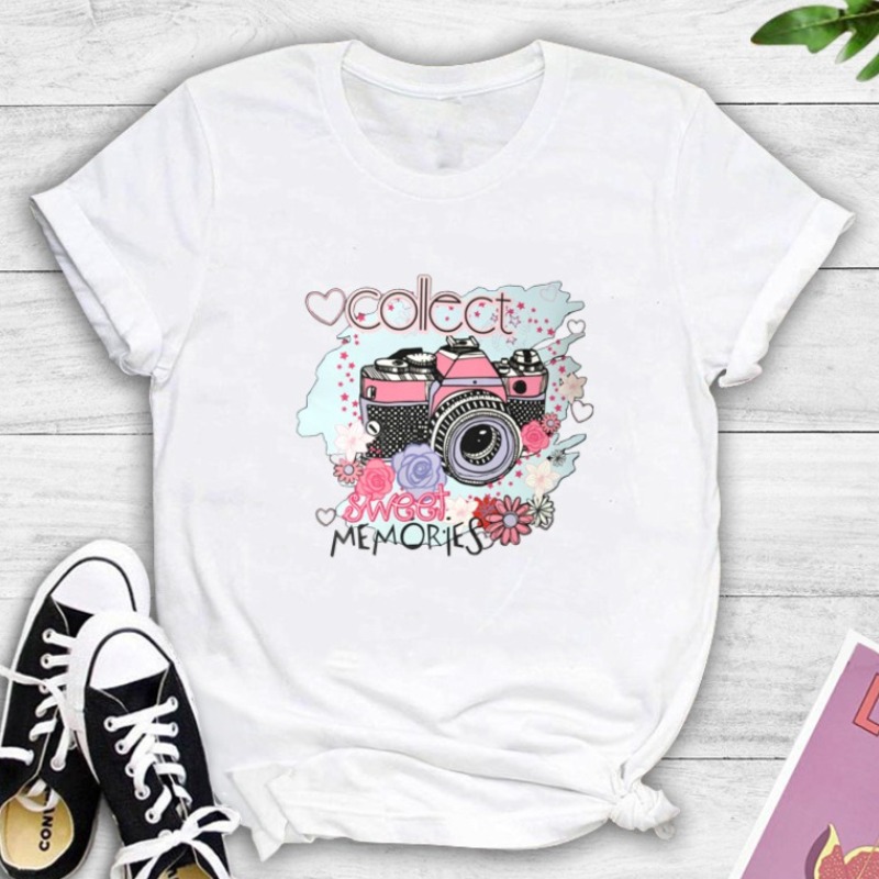

Lovely Casual O Neck Print White T-shirt