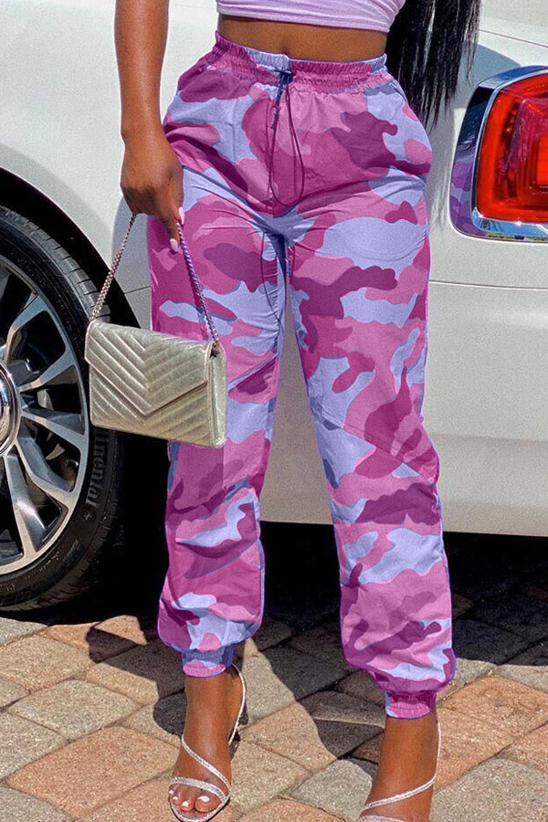 

Lovely Casual Camo Print Pink Pants