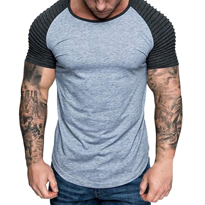 

Lovely Leisure O Neck Patchwork Light Grey T-shirt