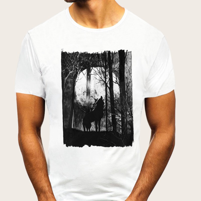 

Lovely Leisure O Neck Print White T-shirt