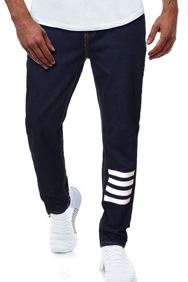 

Lovely Casual Striped Blue Jeans