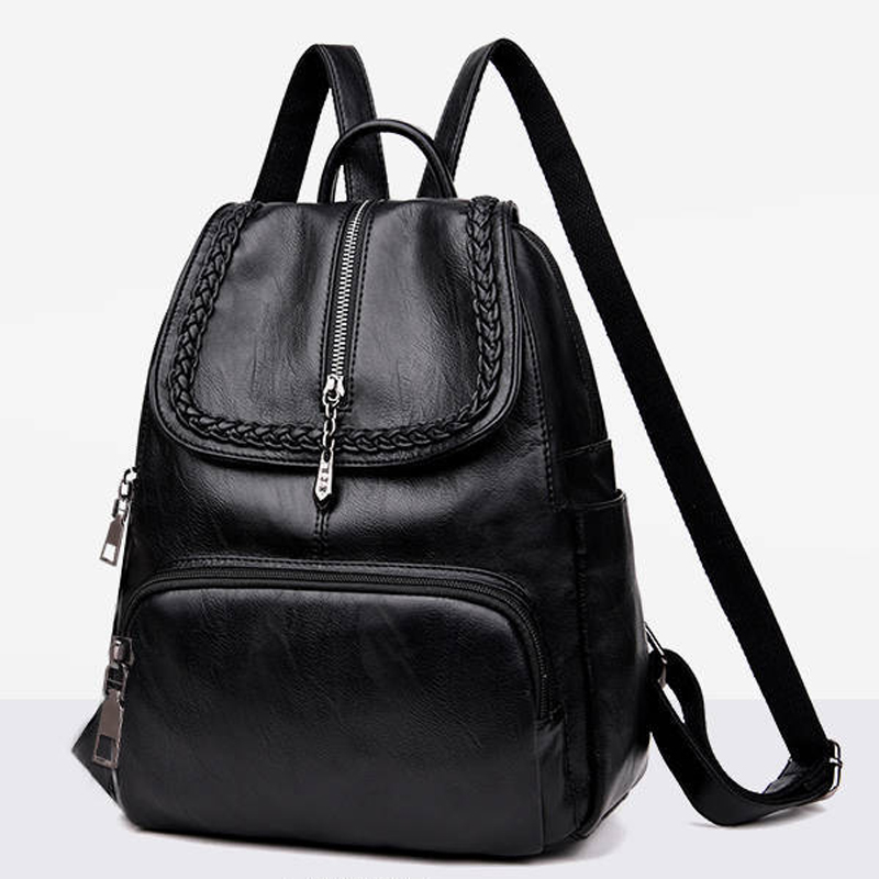 

Lovely Casual Zipper Design Black Backpack