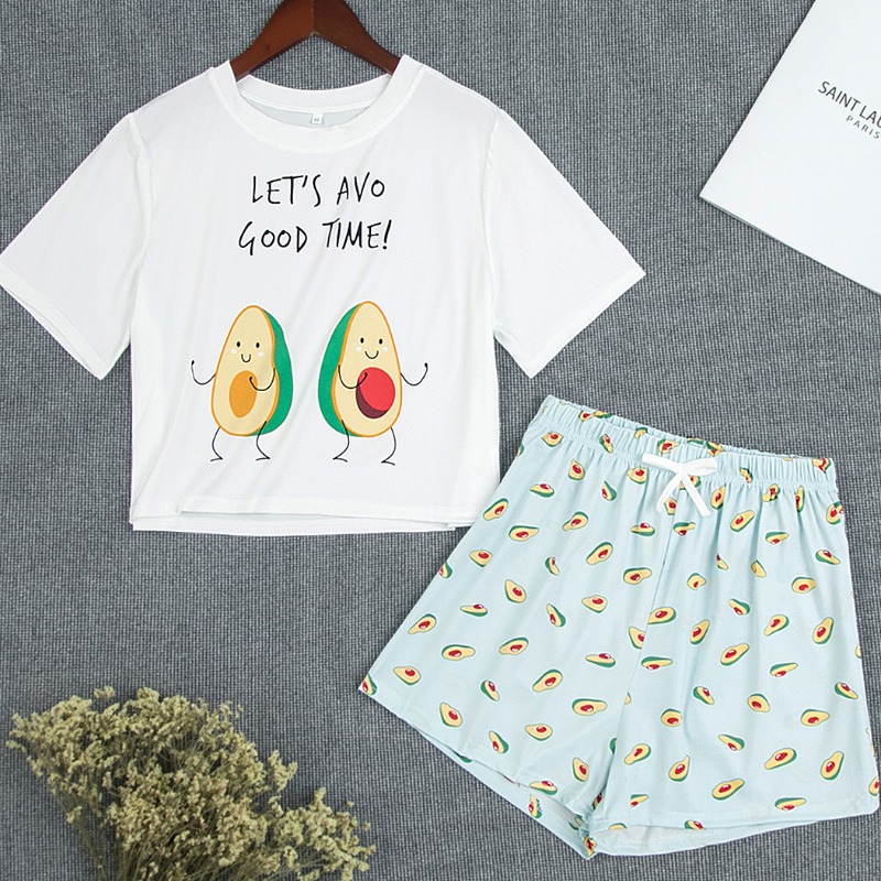 

Lovely Sweet O Neck Print White Sleepwear