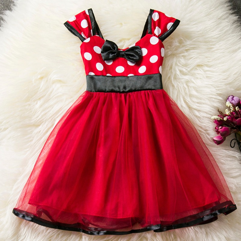 

Lovely Sweet Dot Print Red Girl Ankle Length Dress