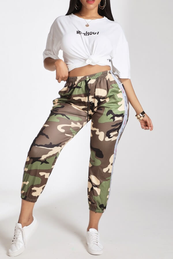 

Lovely Casual Camo Print Two-piece Pants Set