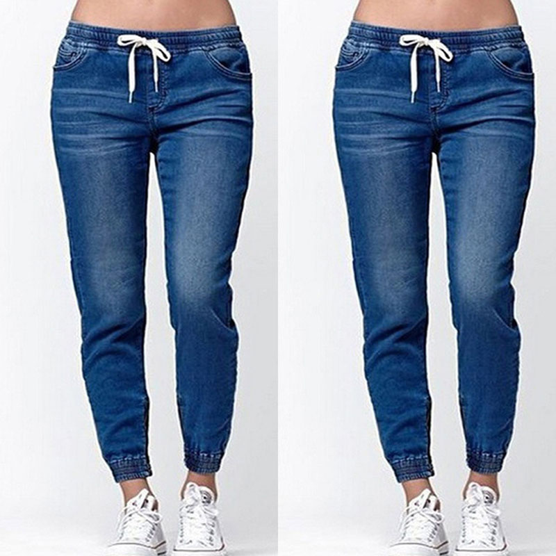 

Lovely Casual Lace-up Deep Blue Jeans