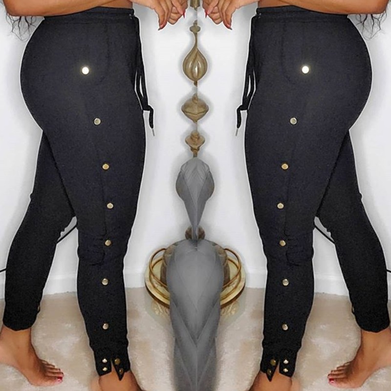 

Lovely Trendy Buttons Design Black Pants