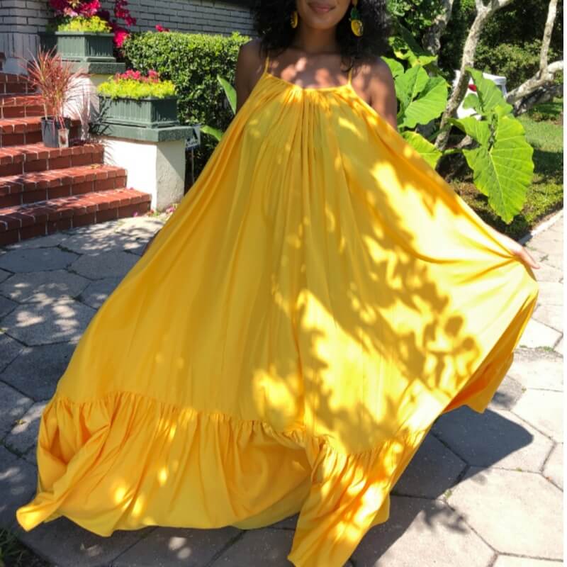 

Lovely Casual Loose Yellow Maxi Dress