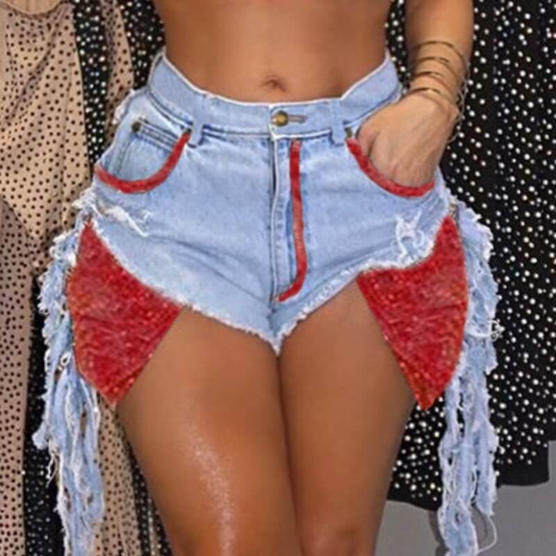 

Lovely Stylish Patchwork Red Shorts