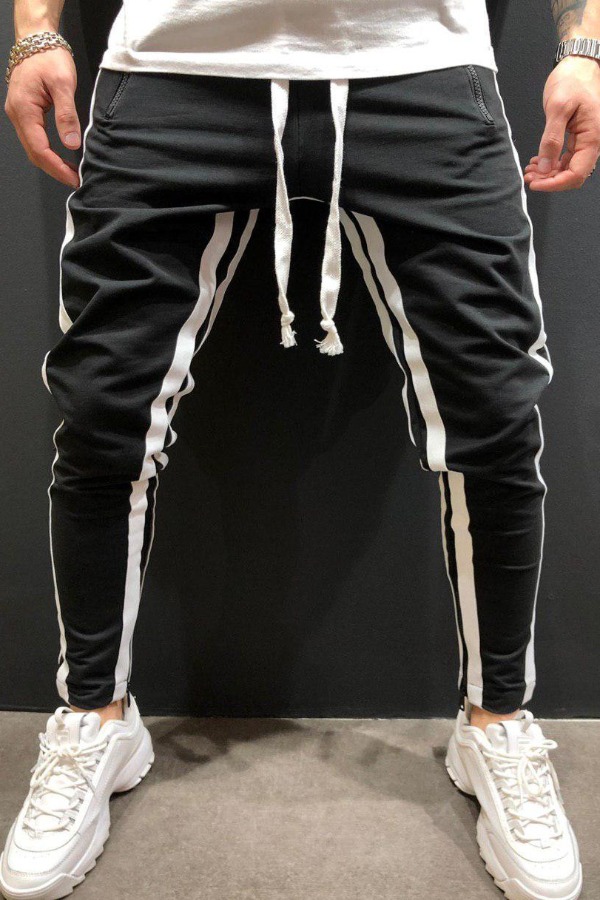 

Lovely Sportswear Patchwork Black Pants
