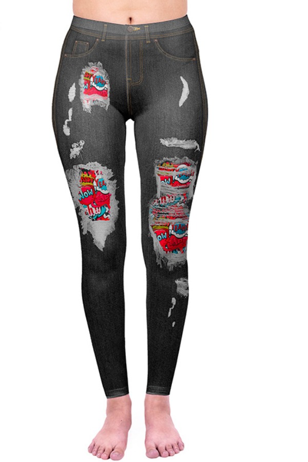

Lovely Sportswear Broken Holes Black Pants