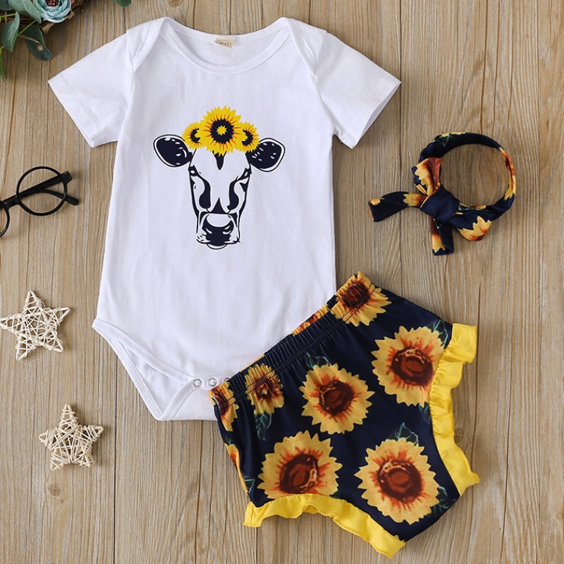 

Lovely Casual Print Black Girl Two-piece Shorts Set