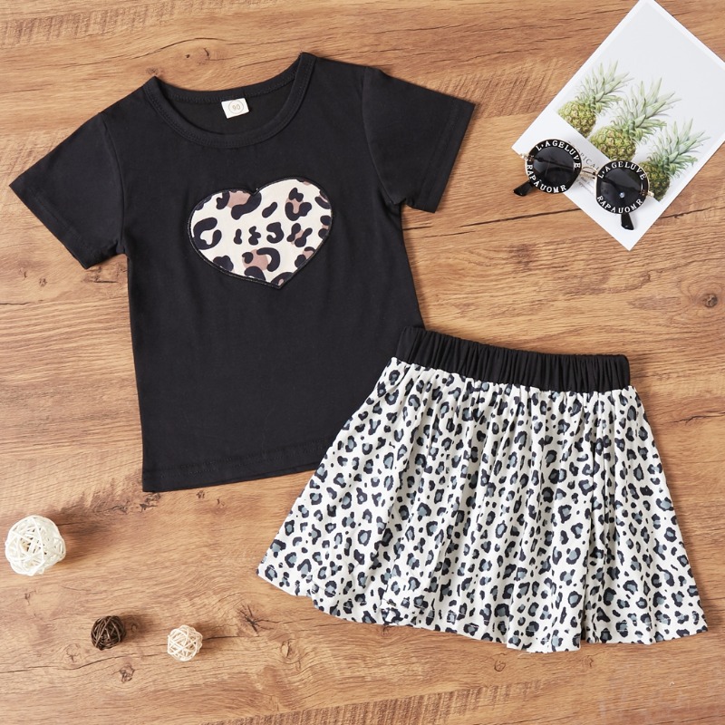 

Lovely Leisure Print Black Girl Two-piece Skirt Set