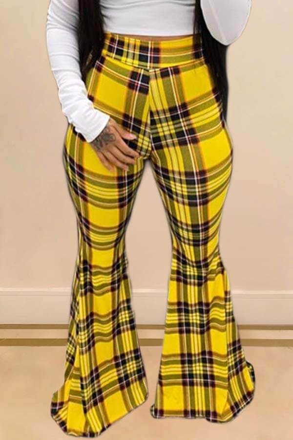 

LW Trendy Grid Print Yellow Pants