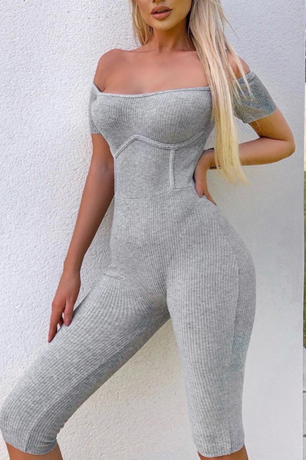 

Lovely Sportswear Skinny Grey One-piece Jumpsuit