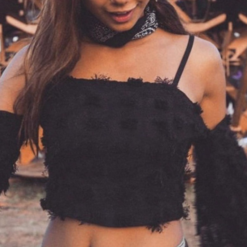 

Lovely Trendy Dew Shoulder Black Blouse