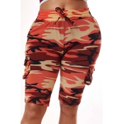 Lovely Trendy Camo Print Red Shorts