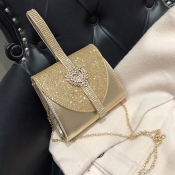 Lovely Chic Chain Strap Gold Crossbody Bag