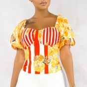 Lovely Sweet Print Multicolor Blouse