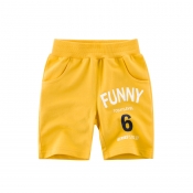 Lovely Trendy Letter Golden Yellow Boy Shorts