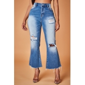 Lovely Vintage Hollow-out Dark Blue Jeans