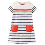 Lovely Sweet Striped Multicolor Girl Knee Length D