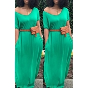 Lovely Casual Basic Green Maxi Dress