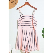 Lovely Trendy Striped Pink One-piece Romper