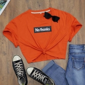 Lovely Casual Letter Orange T-shirt