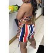 Lovely Sexy Striped White One-piece Romper