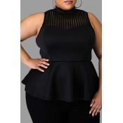 Lovely Trendy Patchwork Black Plus Size Blouse