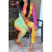 Lovely Casual Print Multicolor Two-piece Pants Set