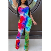 Lovely Stylish Tie-dye Multicolor One-piece Jumpsu