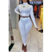 Lovely Leisure Letter White Two-piece Pants Set