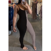 Lovely Stylish Patchwork Black One-piece Jumpsuit