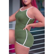 Lovely Leisure Patchwork Army Green One-piece Romp