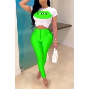 Lovely Leisure Print Green Two-piece Pants Set