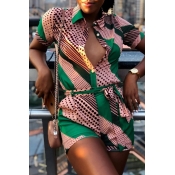 Lovely Leisure Print Green One-piece Romper