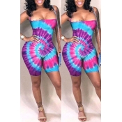 Lovely Trendy Tie-dye Purple One-piece Romper